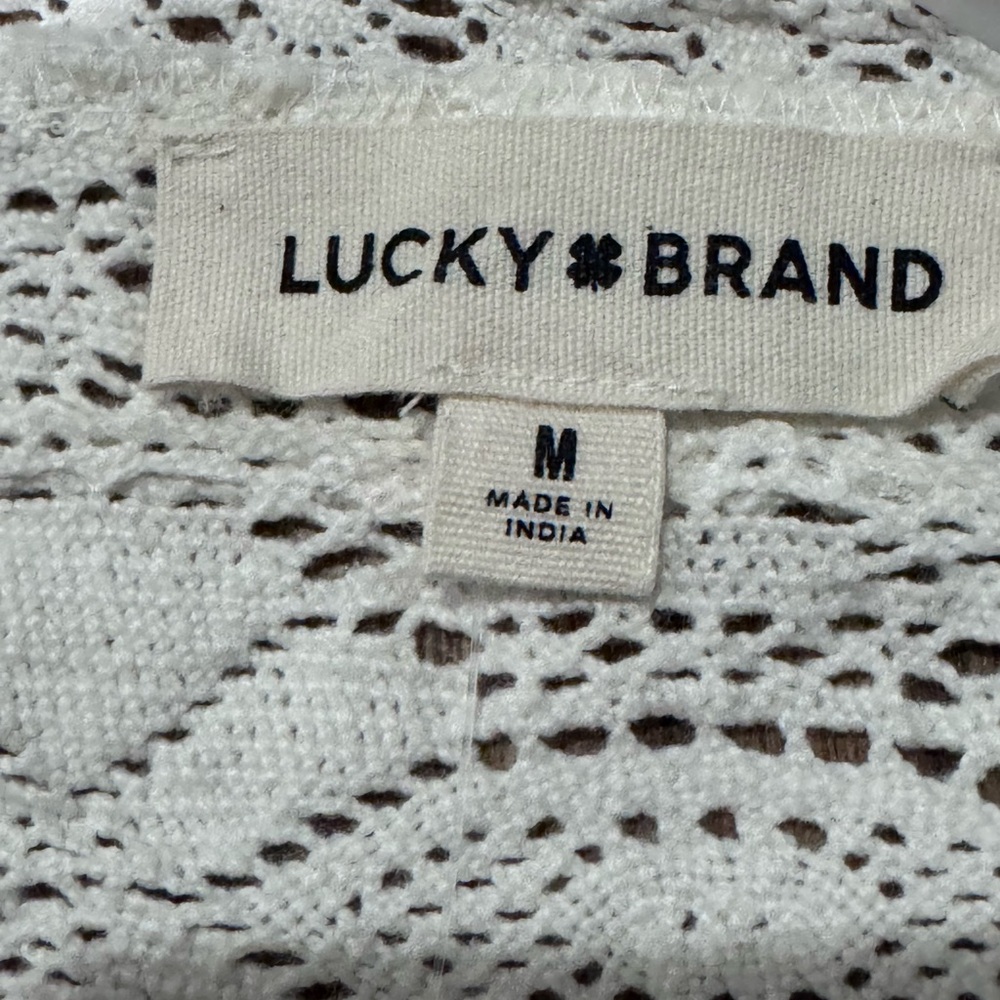 NWT Lucky Brand Crochet-Trim Floral Button-Front Camisole - Pink & Cream - Picture 6 of 7